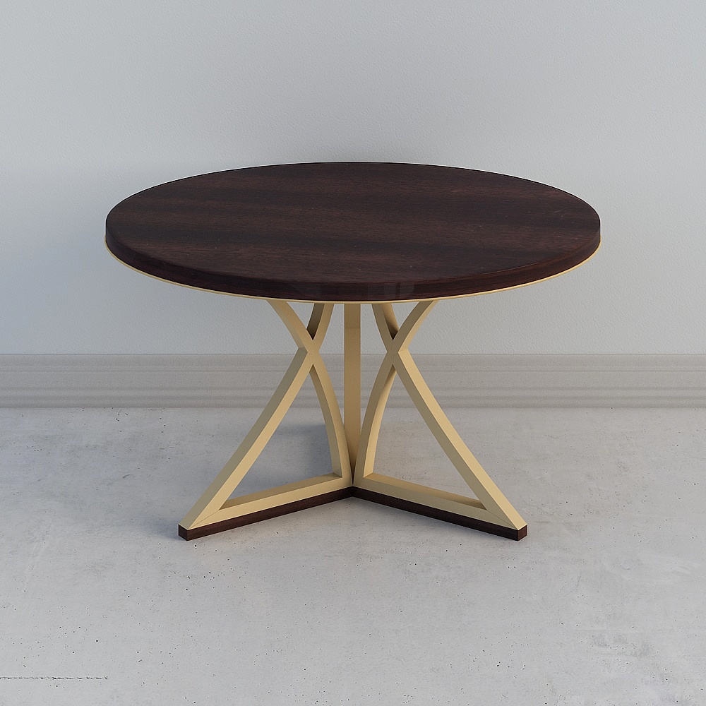 优梵艺术 纳帕/美式圆形餐桌椅组合一桌四椅餐台家用轻奢301S-173D模型