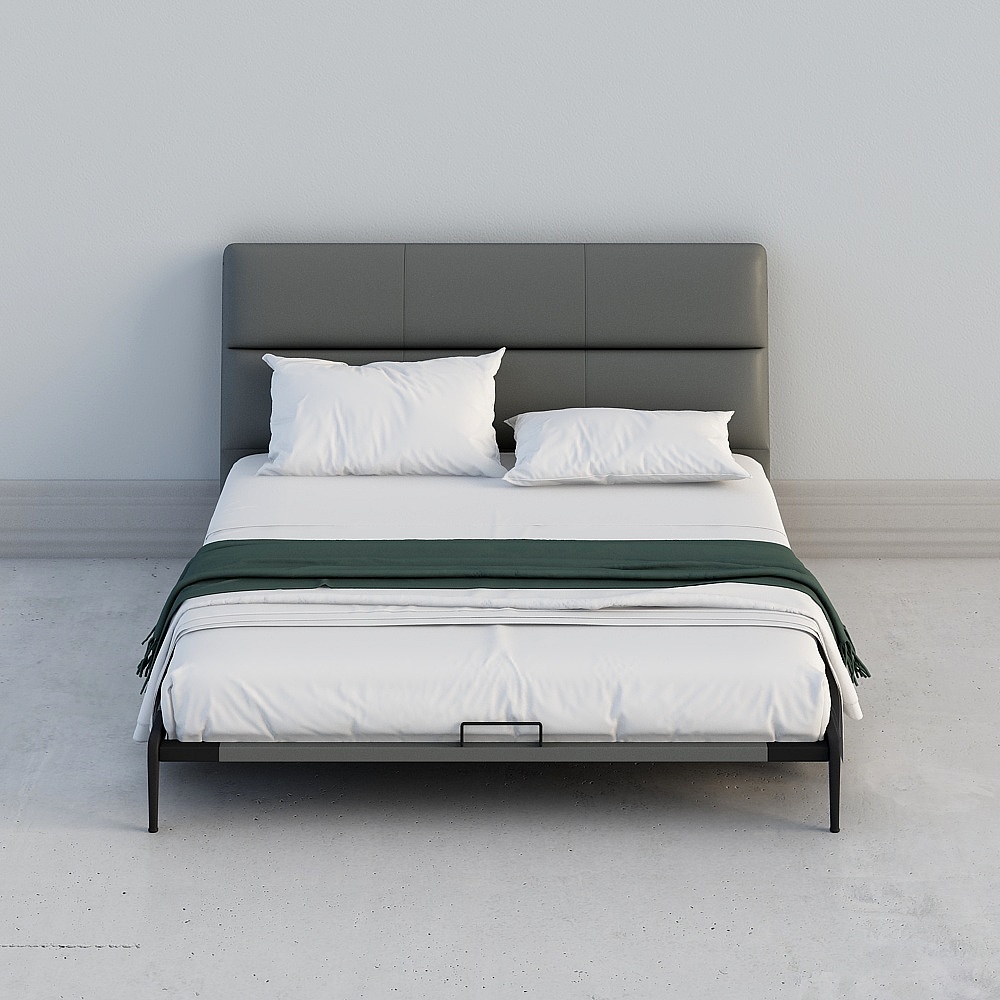 阿尔诺/意式轻奢皮艺双人床1.8米卧室简约现代风婚床3D模型