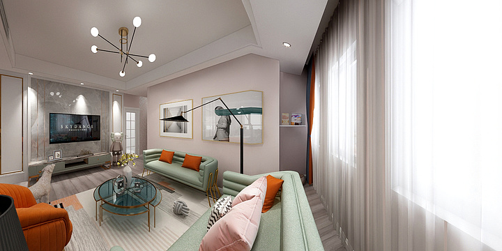 大橙子味糖-瑞和园89.50㎡B户型3室2厅1卫-装修设计方案