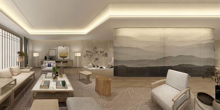 清风灵翼-清新中式家居展厅-装修设计方案