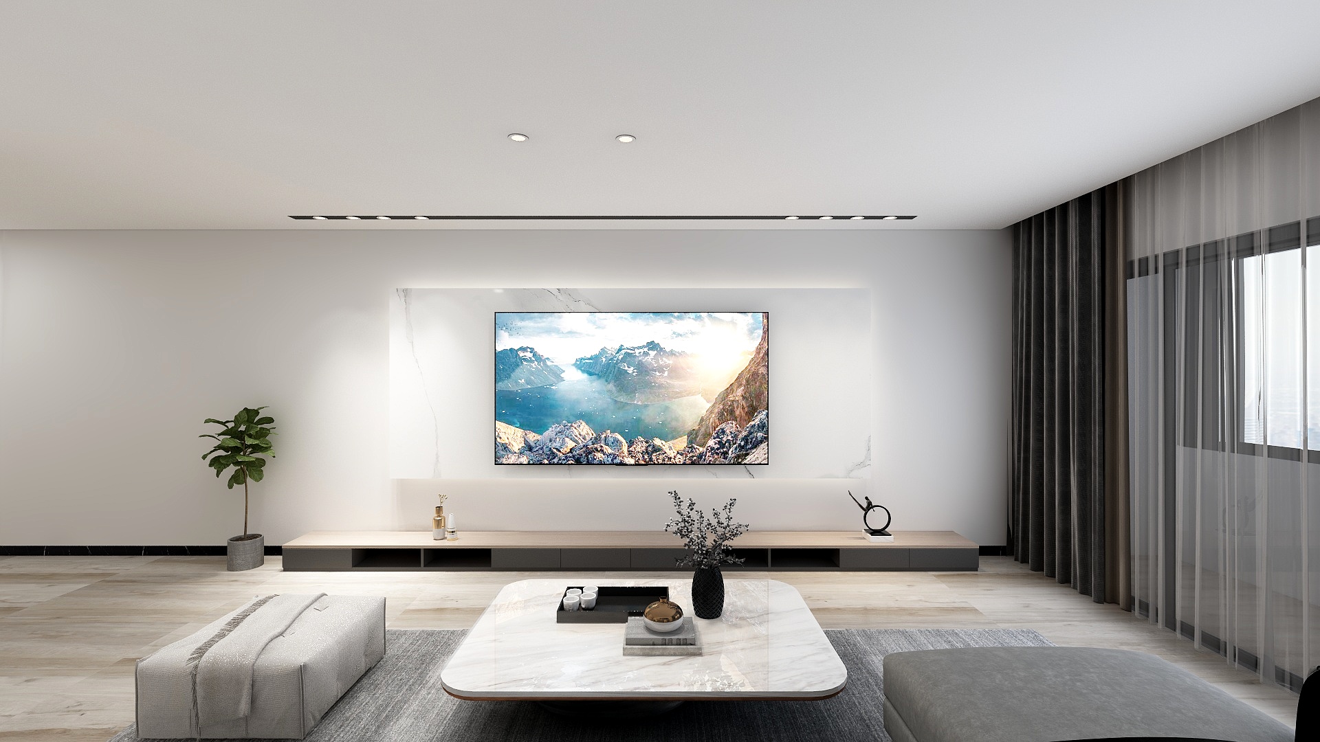 栀虞tEYV-极简风格~客厅-装修设计方案