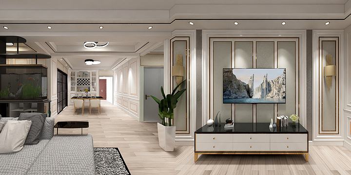 全屋定制设计舒-天坤城南郡2栋户型轻奢风-装修设计方案