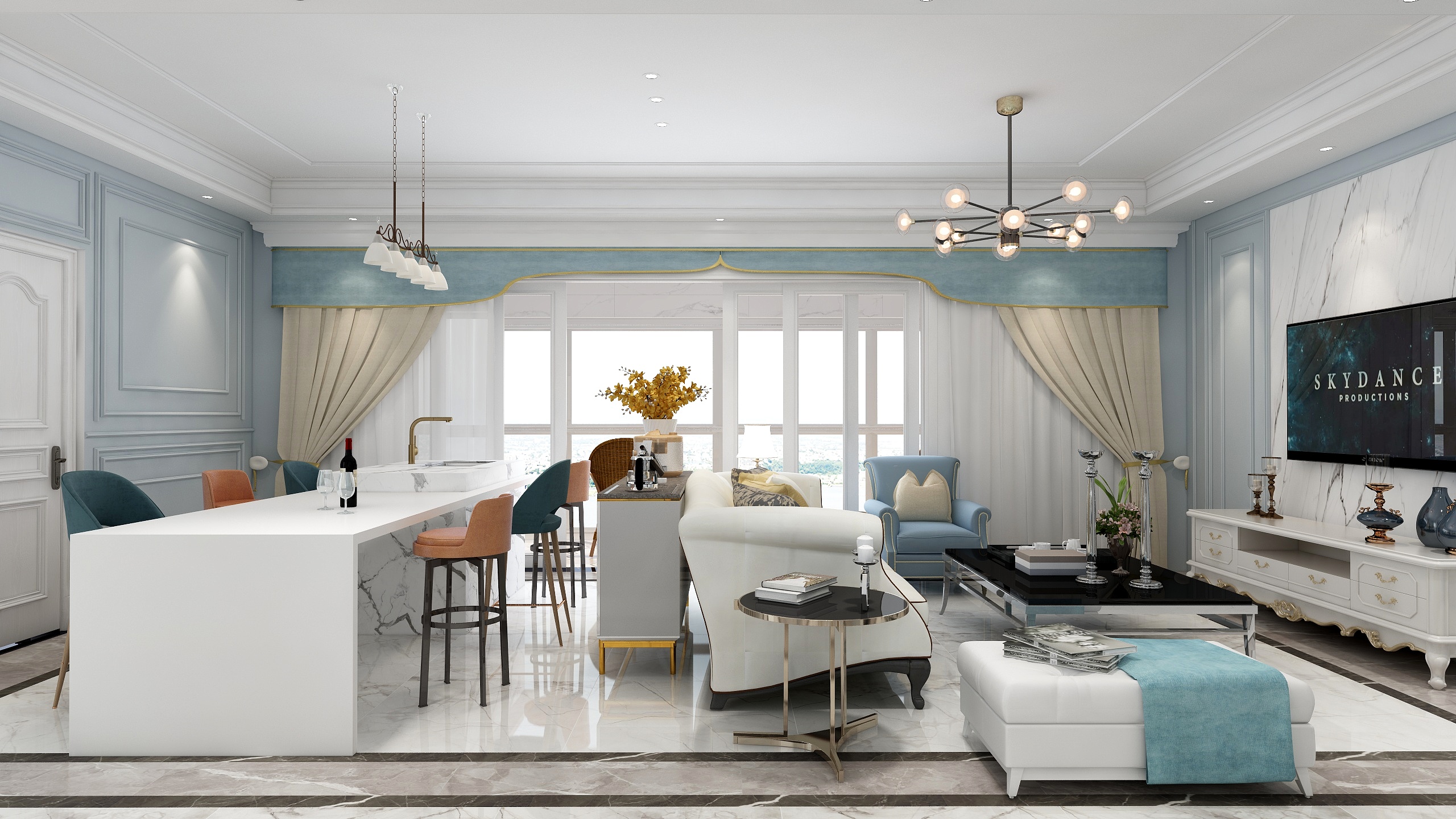 PK空间設記-美式-小蓝调-装修设计方案