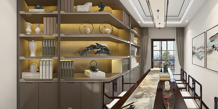 LIN-N-海伦时光18栋1906户型新中式-装修设计方案