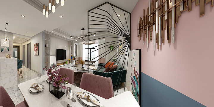 谭开茂-德信海德公园83.00㎡A2’3室2厅1卫1厨-装修设计方案