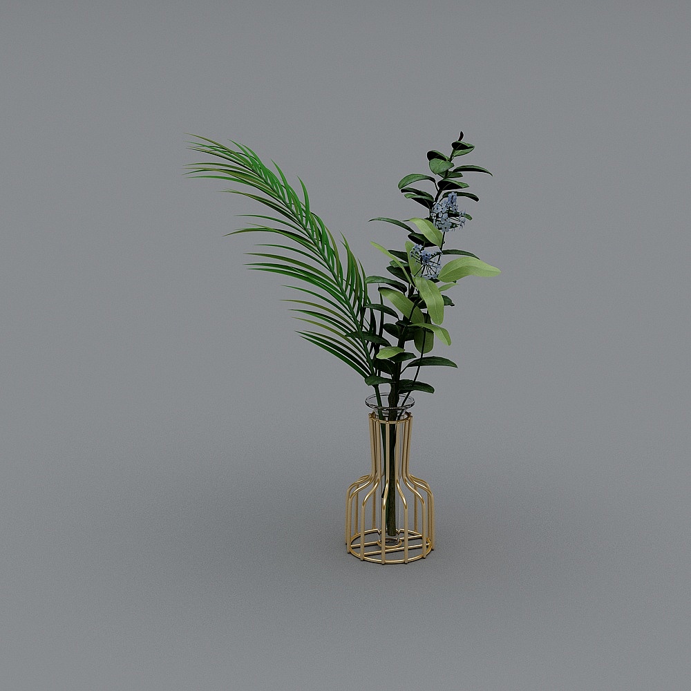 水培花器+绣球花3D模型