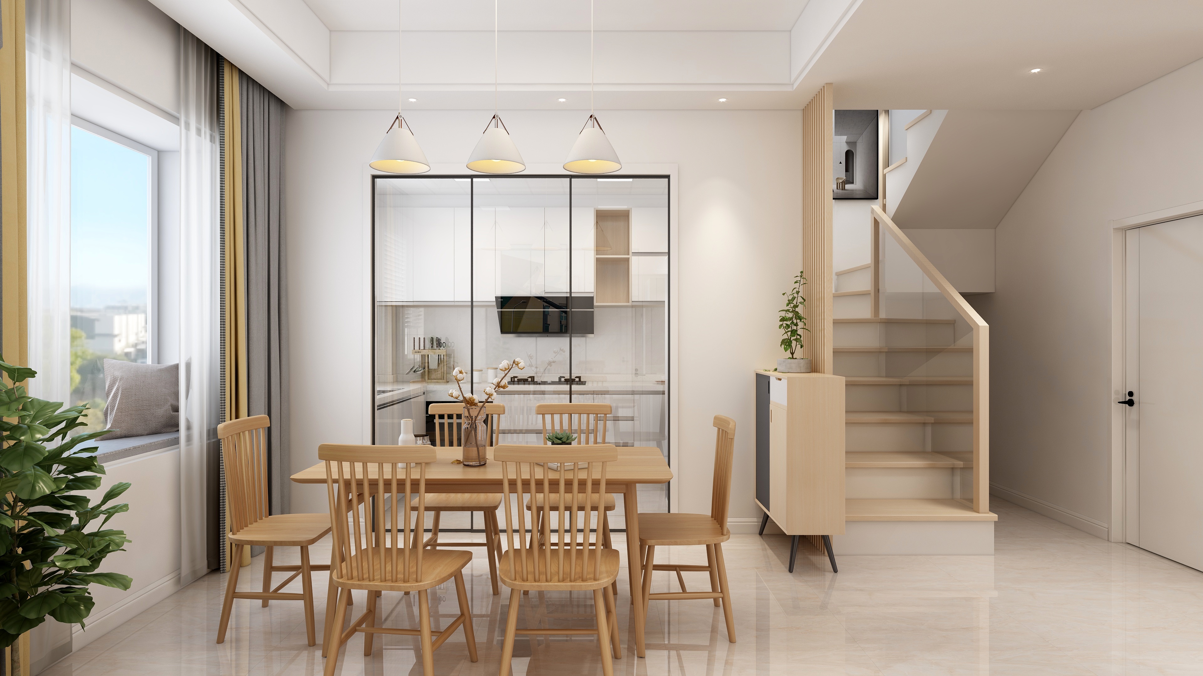 羽非设计-3层日式原木装修效果图