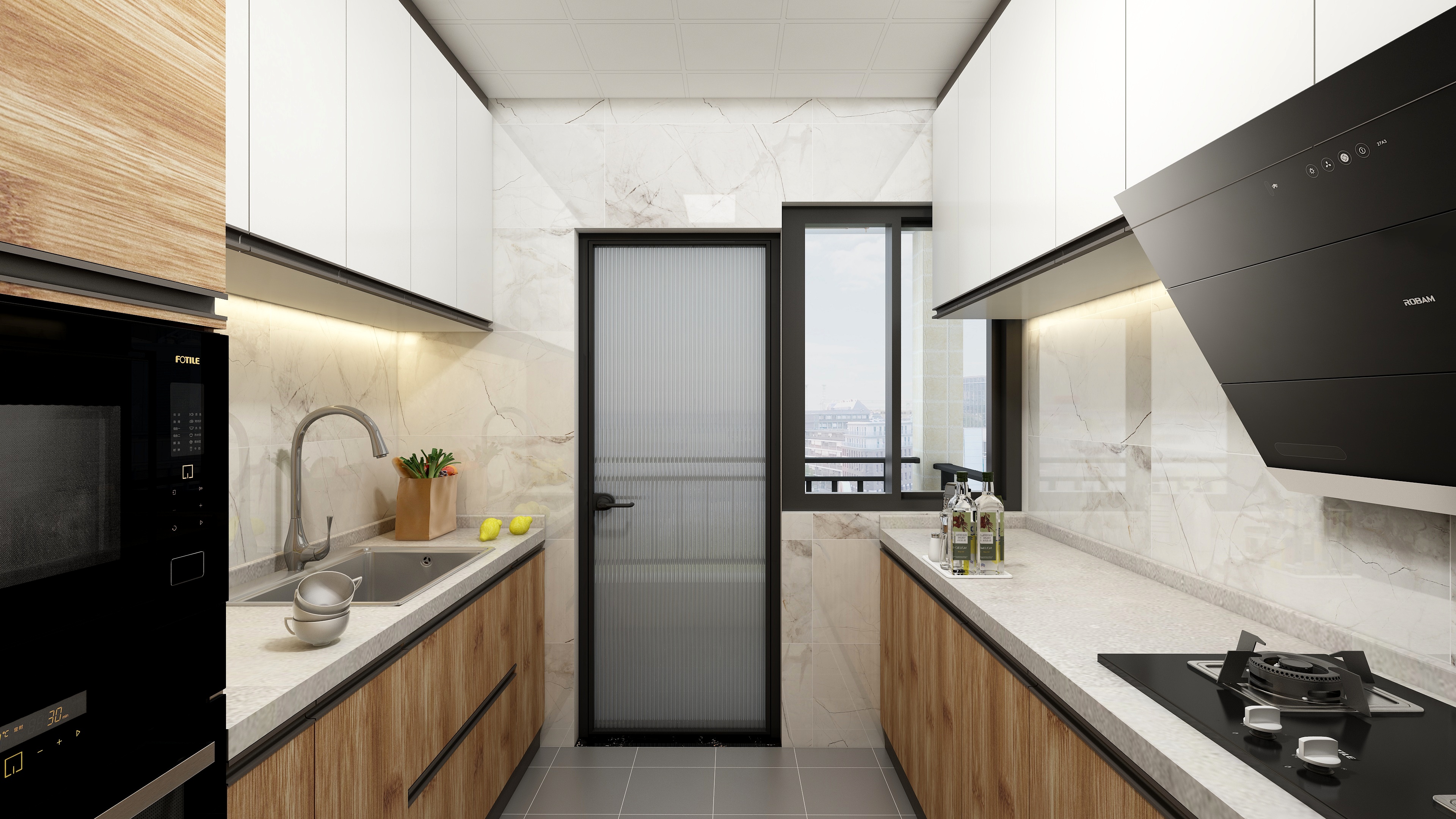 效果图小HeDS-侘寂风一层厨房装修效果图第2张