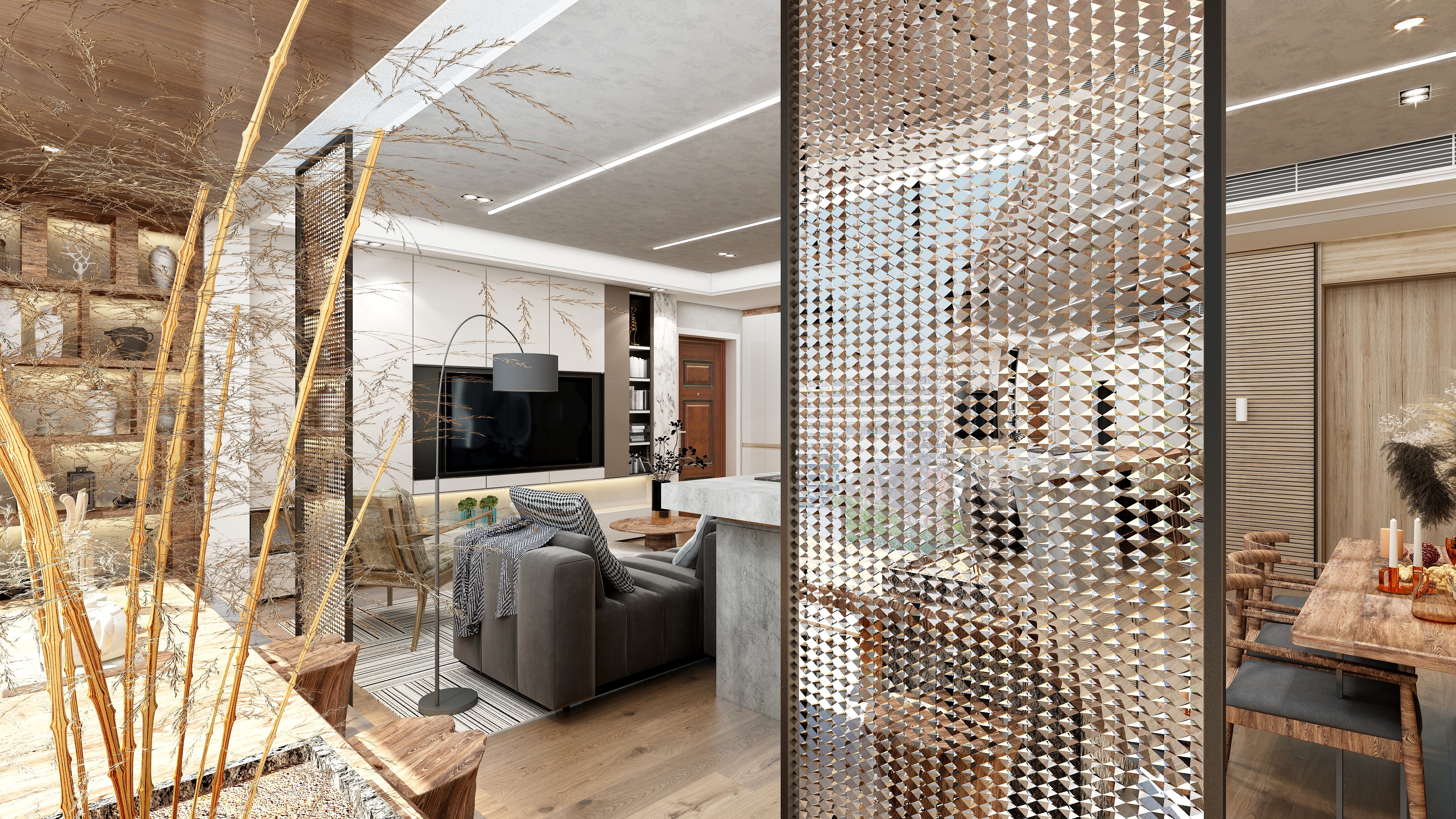 效果图小HeDS-侘寂风一层阳台装修效果图第2张