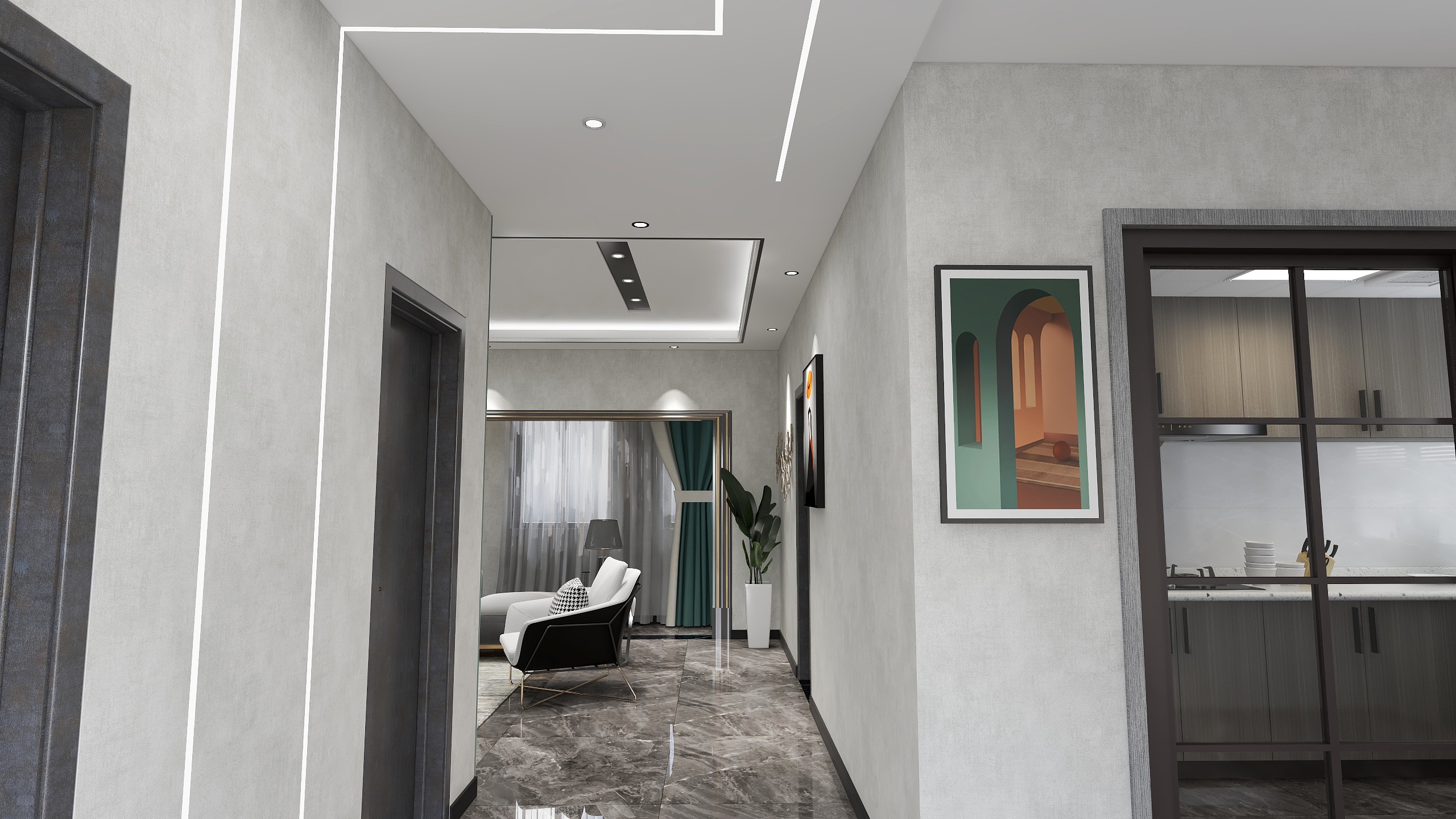 湖州青云装饰设计-无主灯客餐厅-装修设计方案