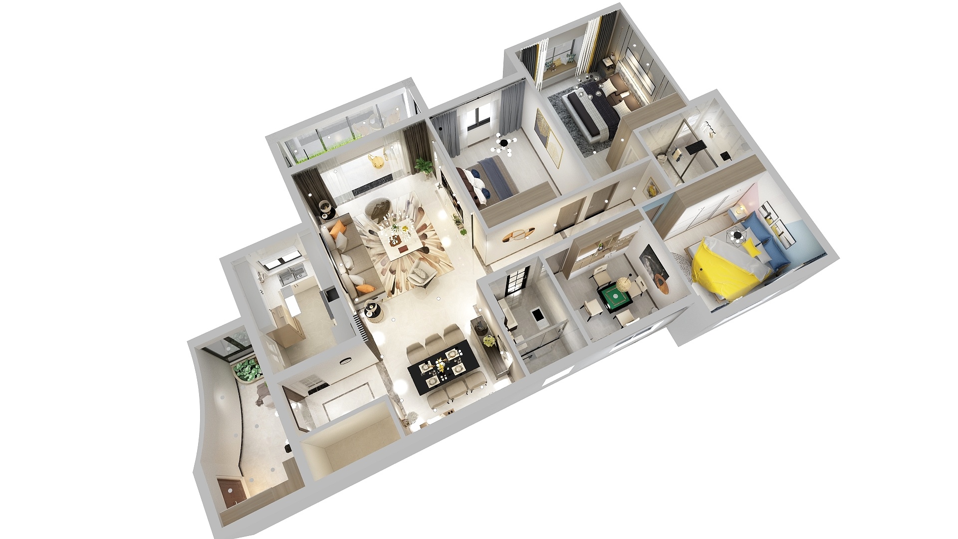 流烟似水-天玺苑126㎡效果图-装修设计方案