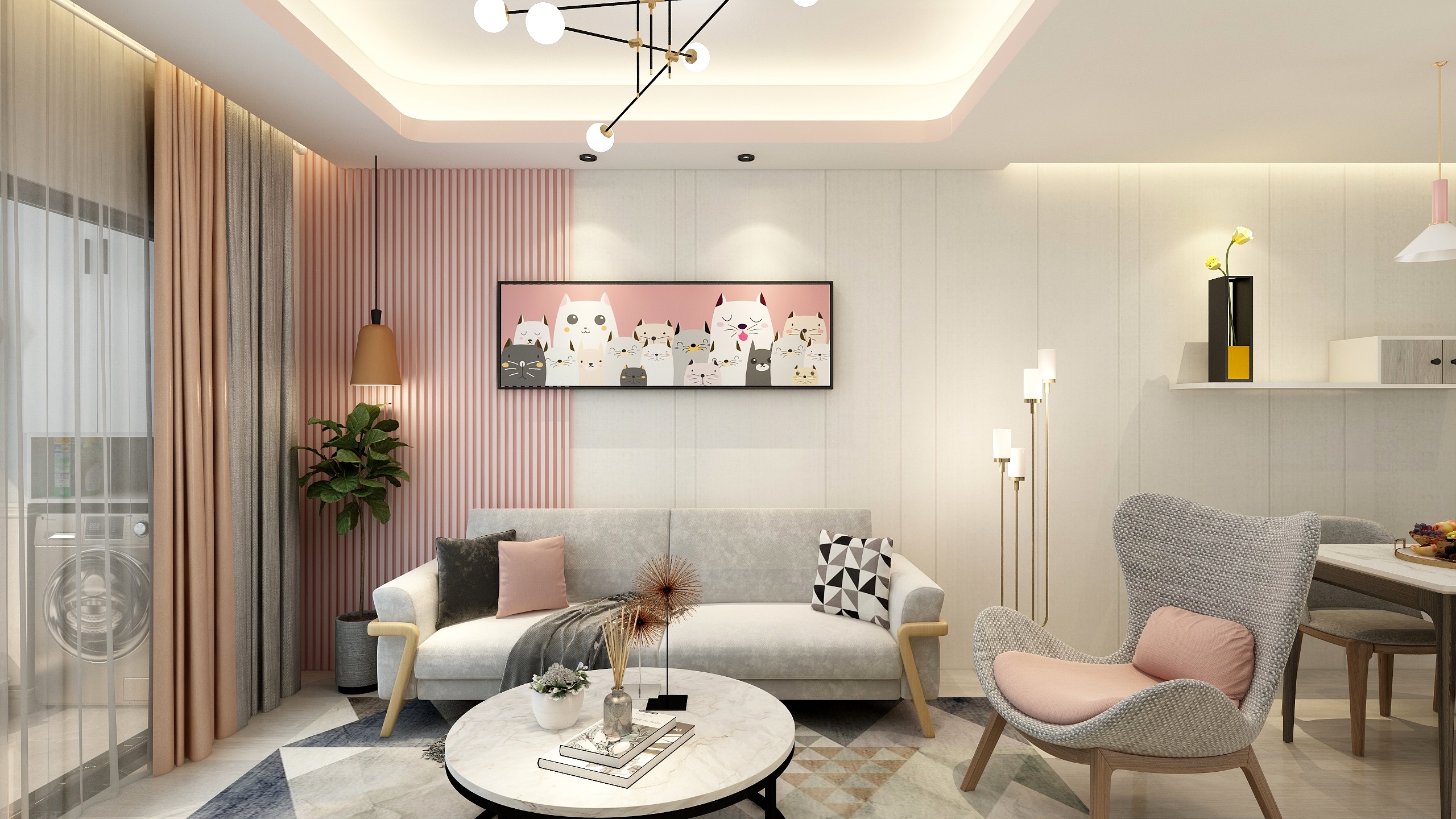 Andy效果图-德信海德公园83.00㎡A2’3室2厅1卫1厨-装修设计方案