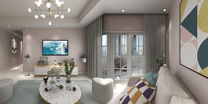 明月空间-北欧83.00㎡A2’3室2厅1卫1厨-装修设计方案