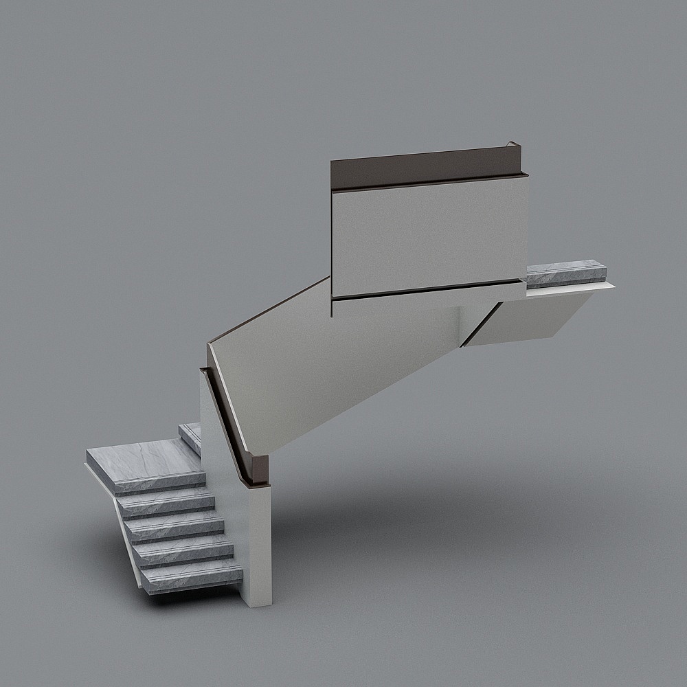 楼梯现代U型3D模型