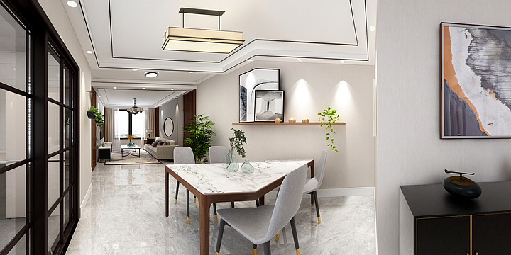 北鱼空间装饰-天山郡A5户型100平-装修设计方案