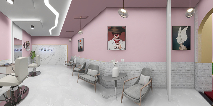 耿采尘-步行街·理发店（少女心版）-装修设计方案