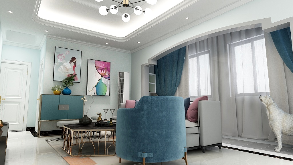 shasha呀-瑞和园89.50㎡B户型3室2厅1卫-装修设计方案