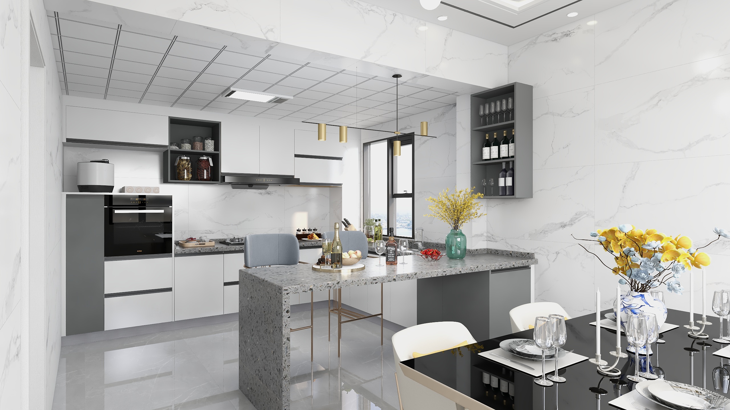 余爽-锦绣名苑3-1-1302开放式厨房-装修设计方案