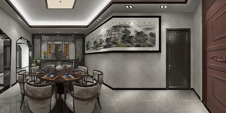 Aoki青木设计-姜堰区·张沐（新中+现代）-装修设计方案