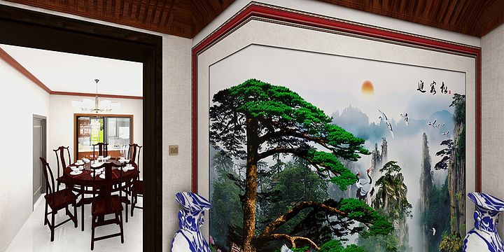 友好家装公装设计-锦华名居146平中式装修局部装修效果-装修设计方案