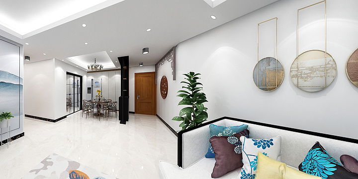 整屋定制家居-学府家园B2户型新中式-装修设计方案