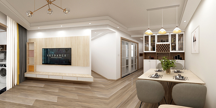 全景3D效果-孔雀城塘院3-502-装修设计方案