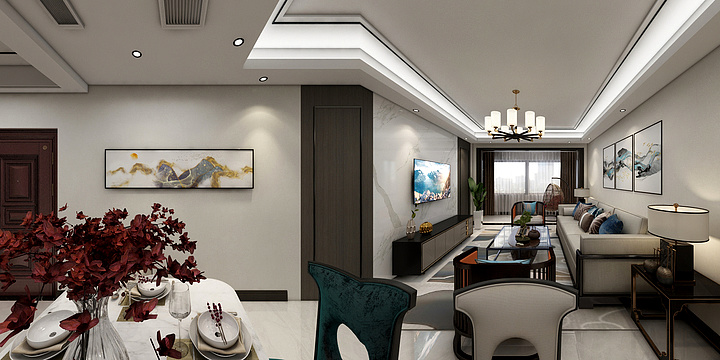 Design蒋-都市豪庭客厅-装修设计方案