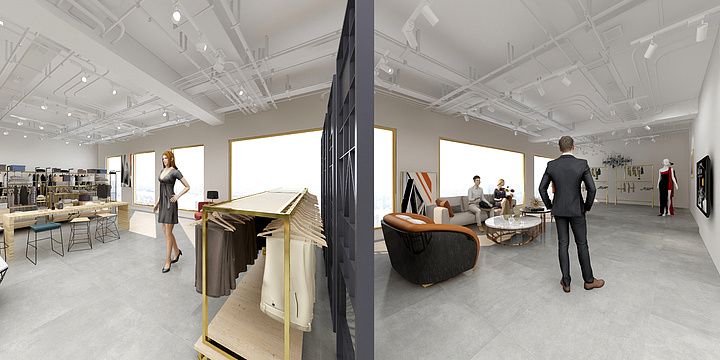 空间盒子-400平服装店-装修设计方案