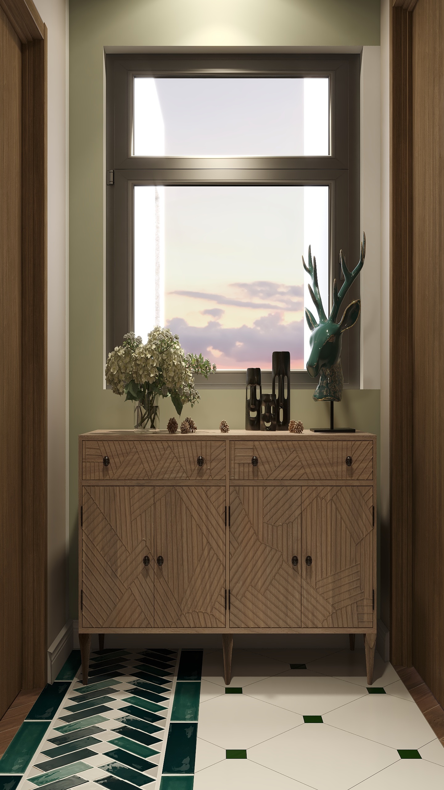 曾如意-102方复古北欧三室装修效果图