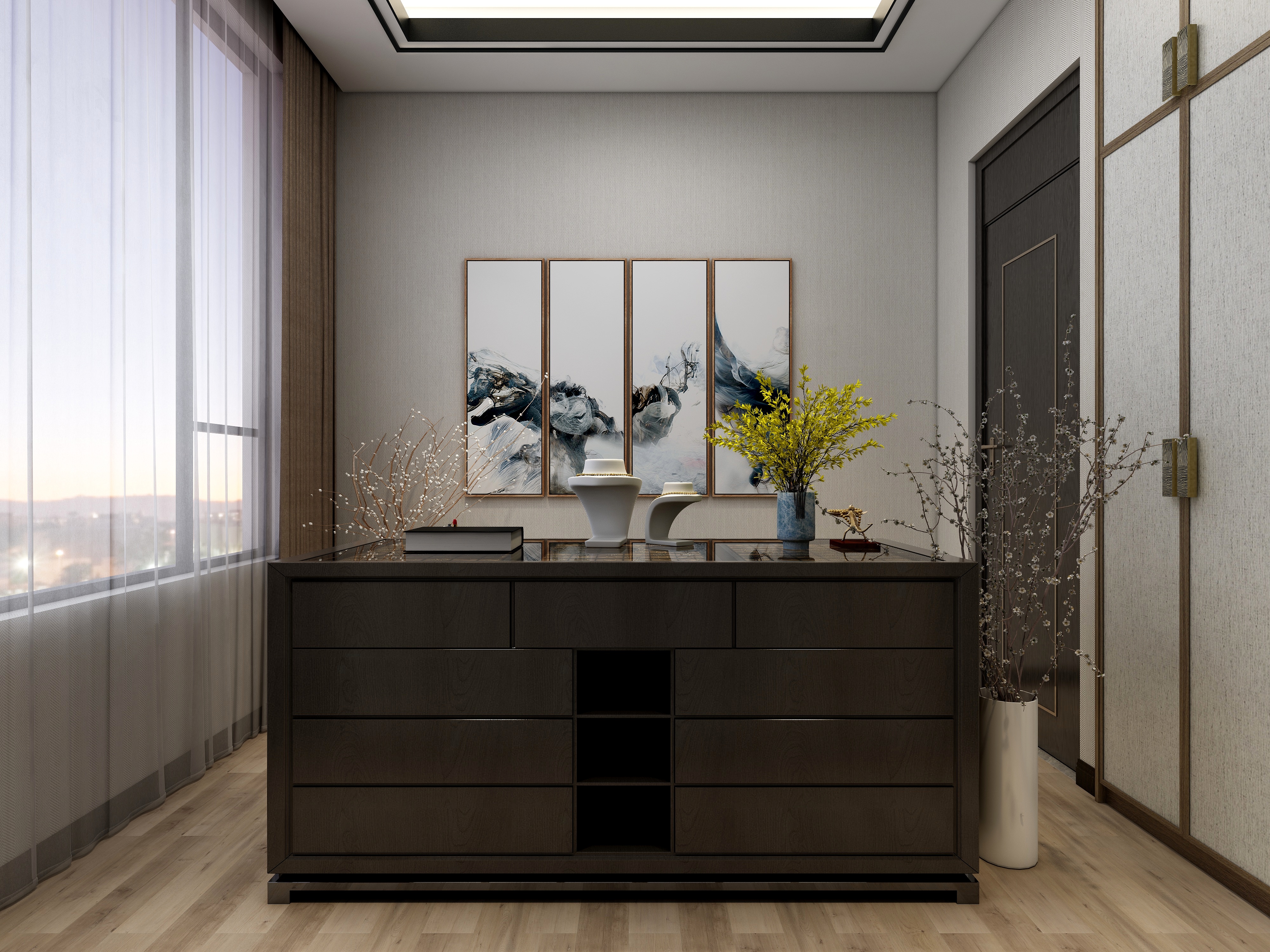 李青越-卡诺亚新中式风格别墅装修效果图