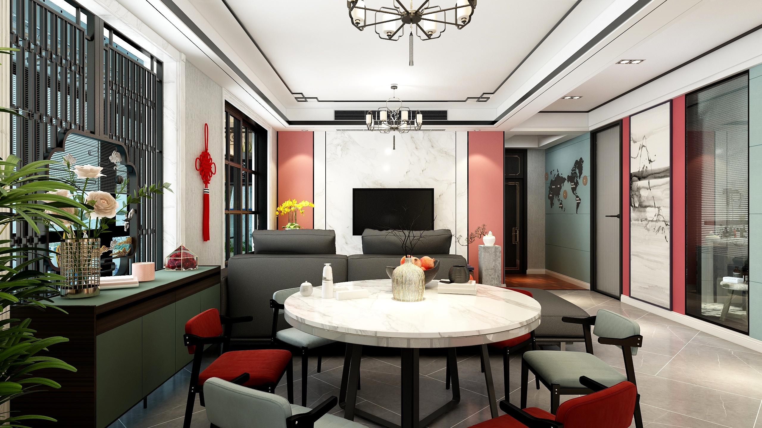 空间定义者-126方新中式四居装修效果图