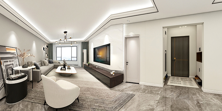 家装设计师李娜-万润城134平-灰-装修设计方案