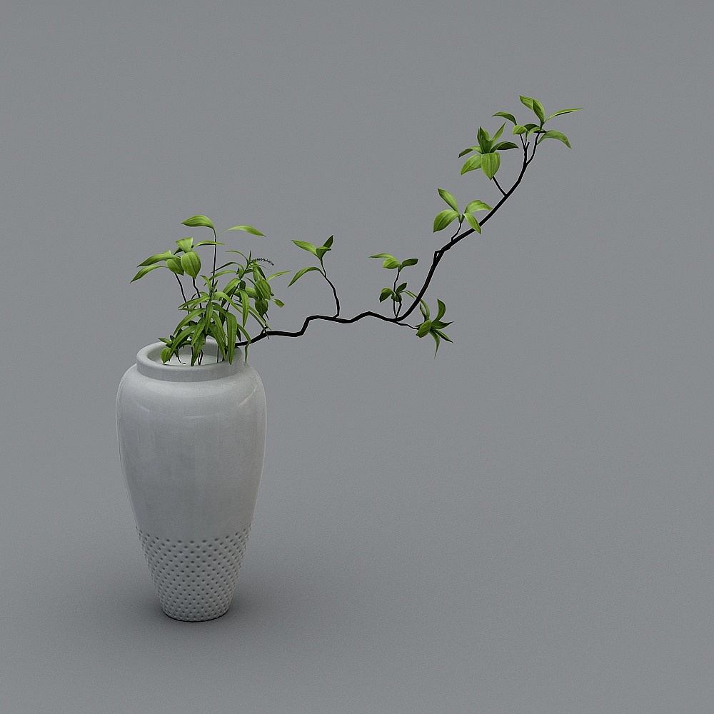 中式花瓶绿植3D模型