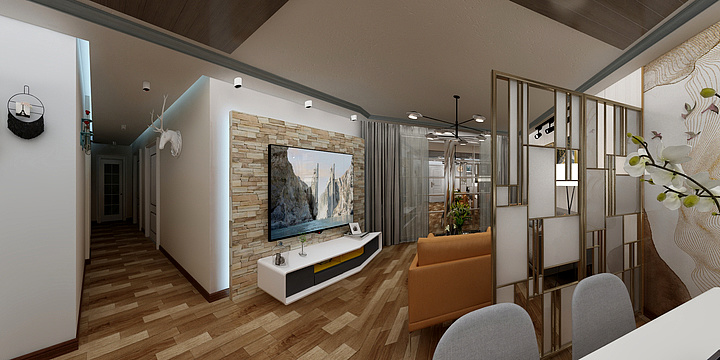 鸿博盛装饰设计-德信海德公园83.00㎡A2’3室2厅1卫1厨-装修设计方案