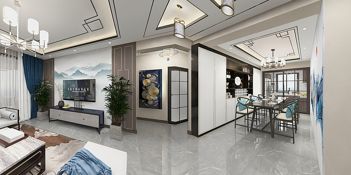 雾中素描-新洲家园3-2-1001新中式-装修设计方案