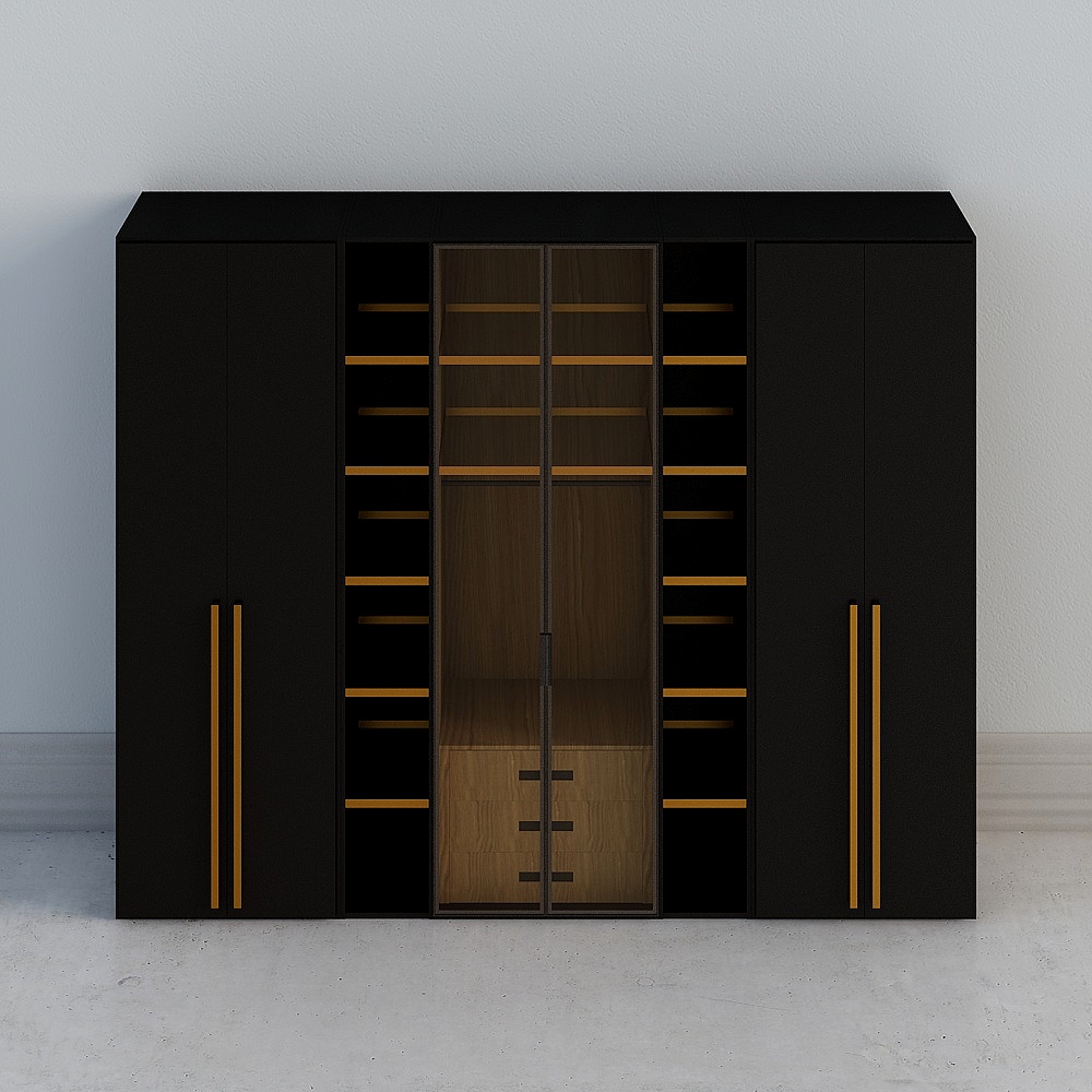 公共_黑色_衣柜3D模型