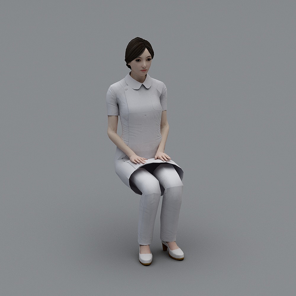 nurse_护士坐着_去掉帽子