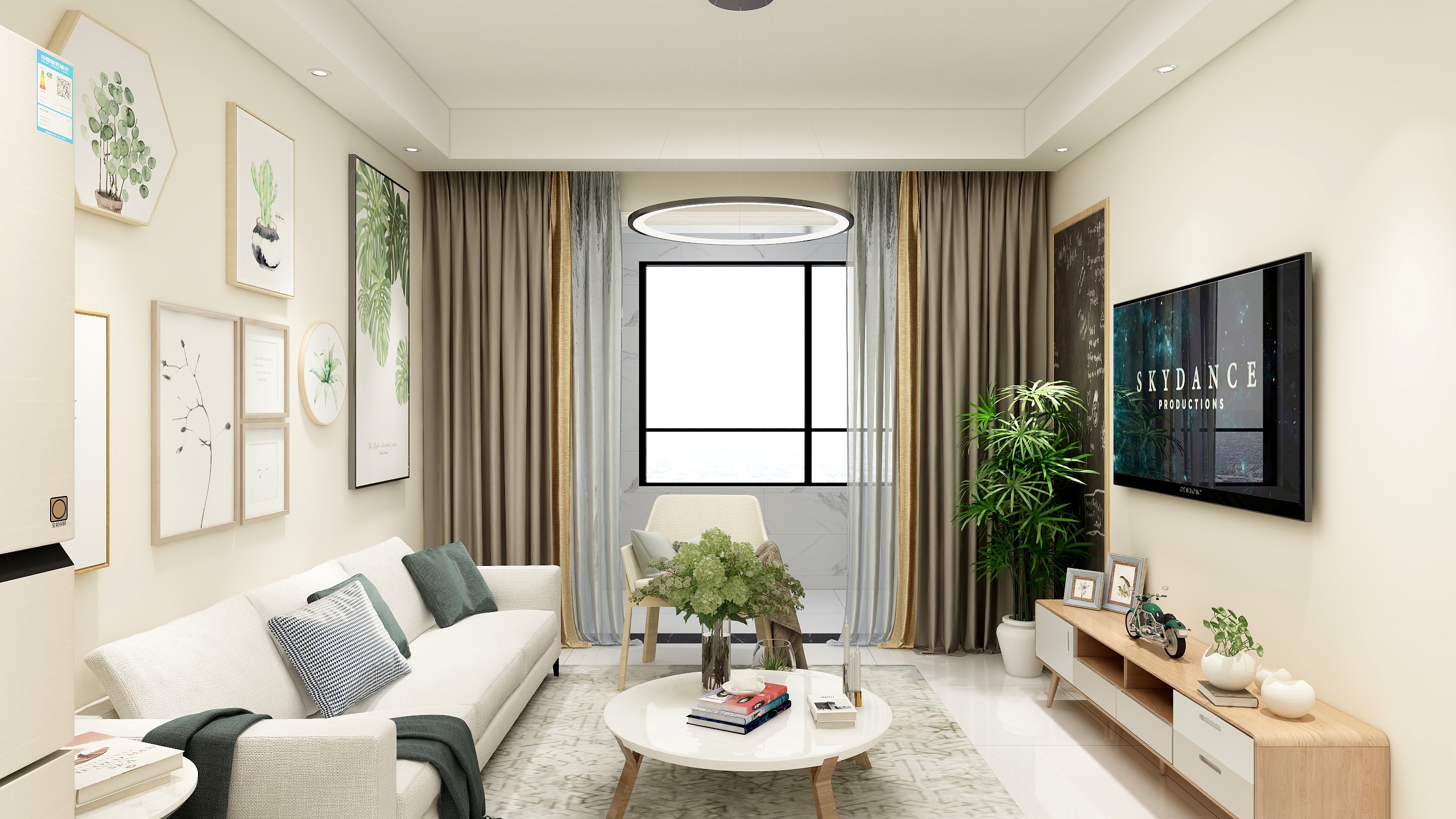 锦尚工作室-80方北欧两居装修效果图