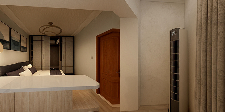 设计师Miracle-卧室有个阳台书房吧台衔接-装修设计方案