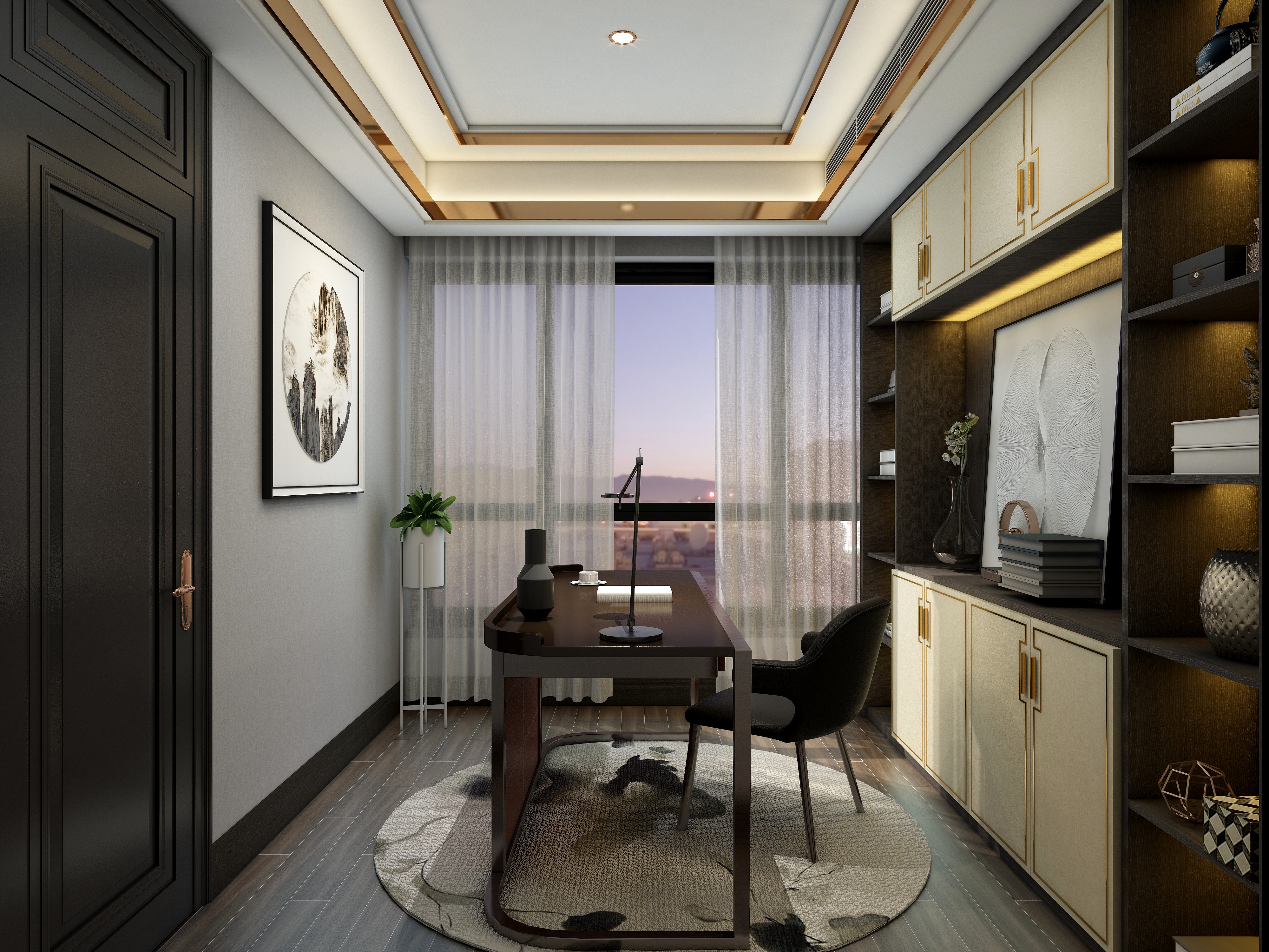 至简名设一钱春-150方轻奢新中式四居装修效果图