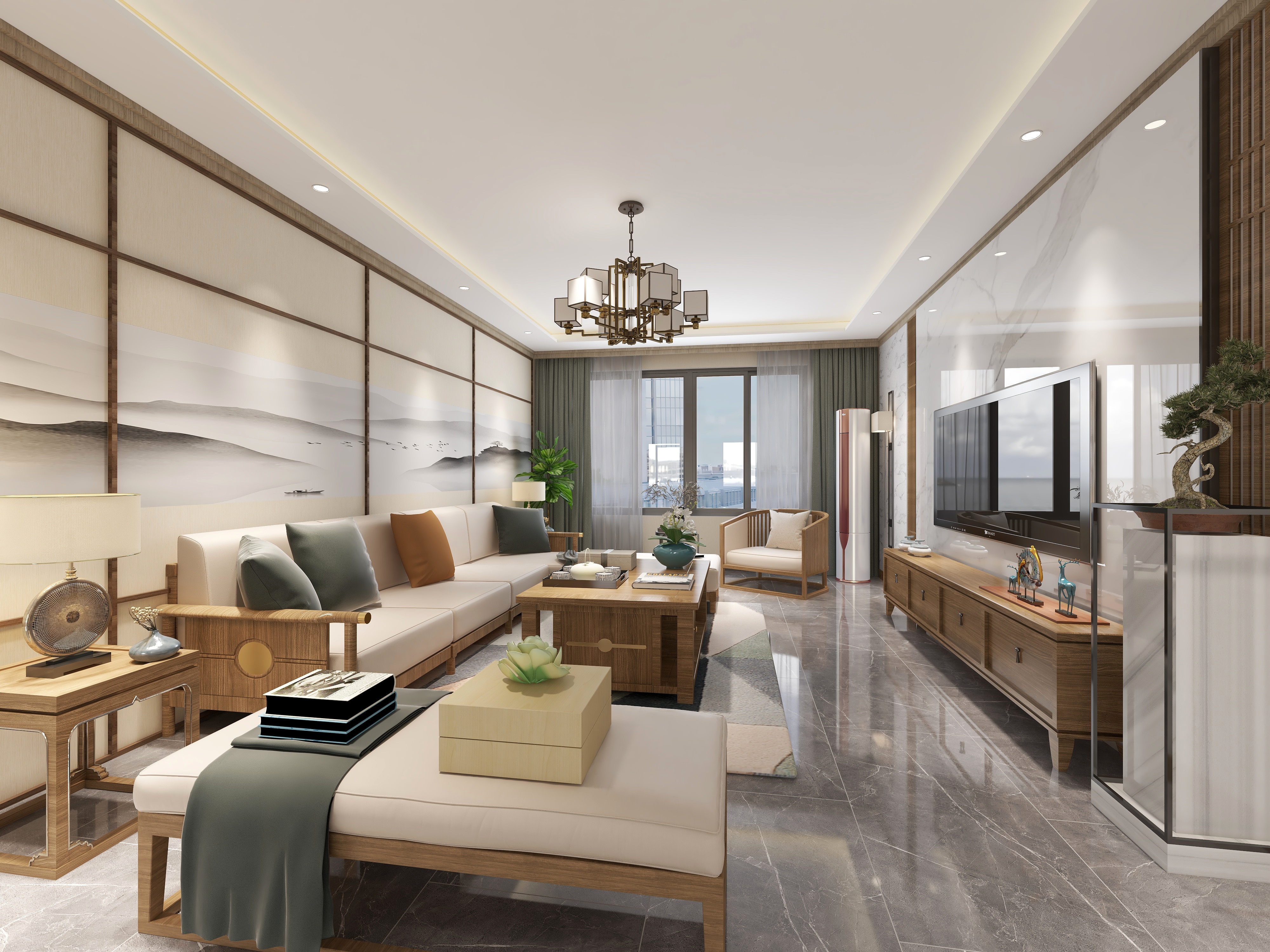 瑞文设计aJVf-华悦府142新中式-装修设计方案