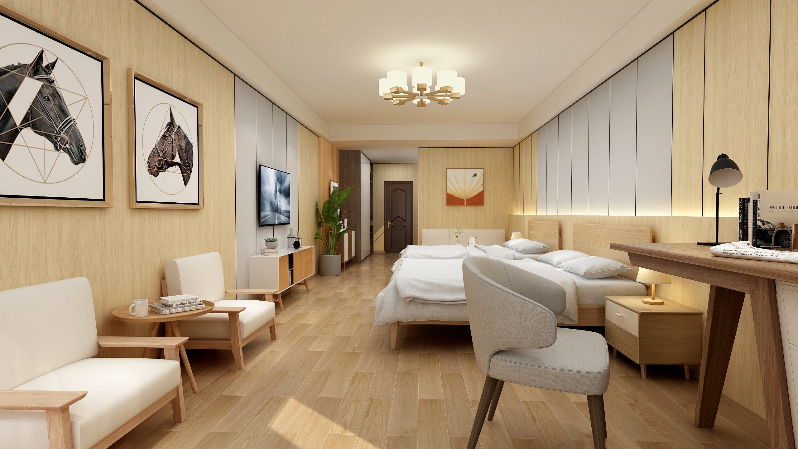 FACCIHOME-原木风-酒店标间-装修设计方案