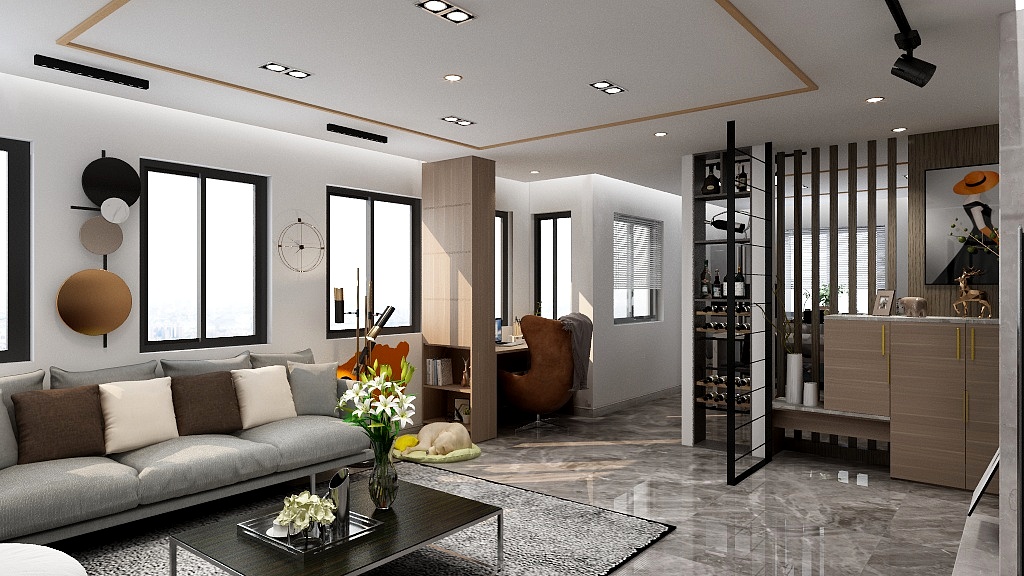 墨染青瓷-瑞和园89.50㎡B户型3室2厅1卫-装修设计方案