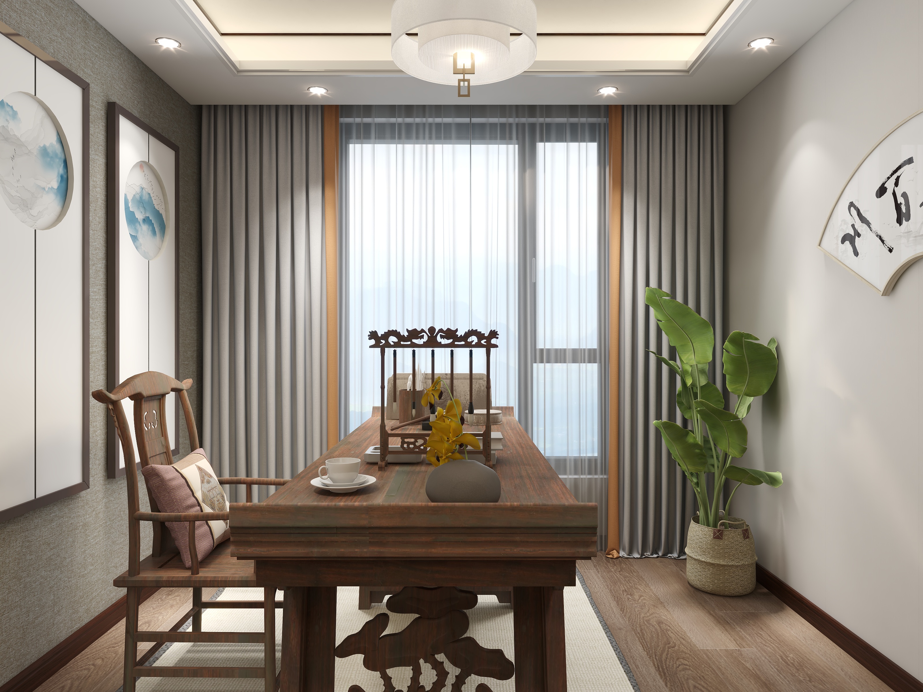 陈辉-文鼎苑127平新中式装修效果图