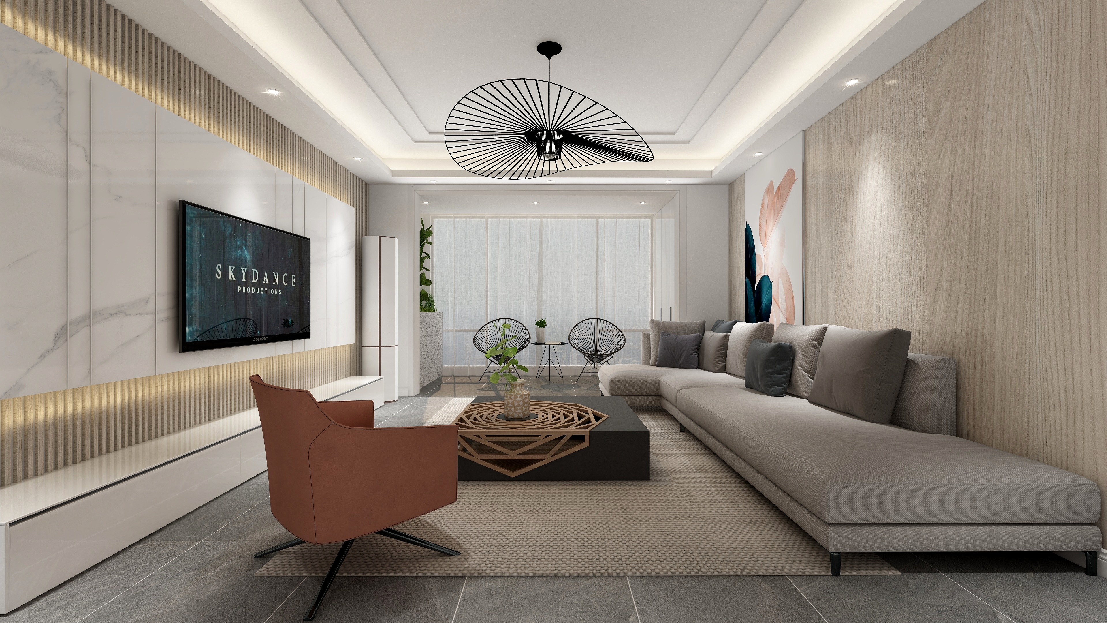 设计师丨胡月平-157方现代四居装修效果图