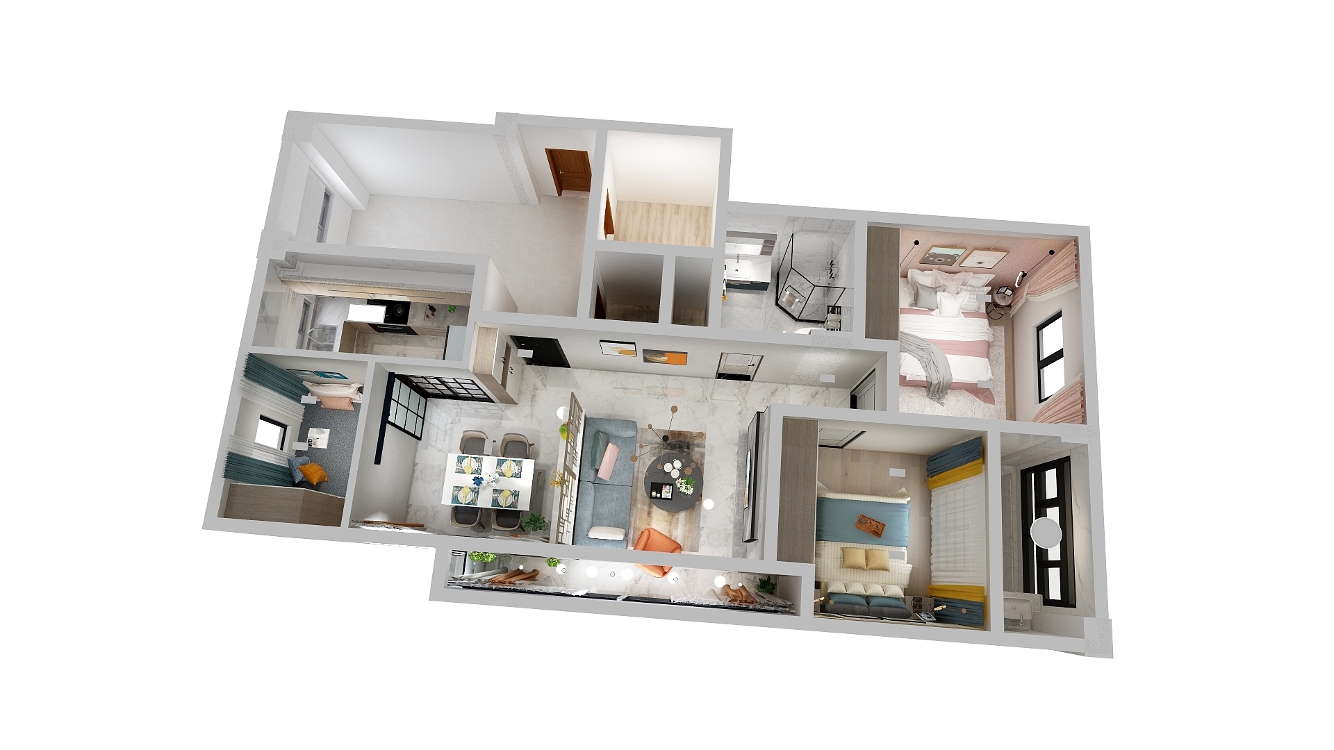 清心居20-瑞和园89.50㎡B户型3室2厅1卫-装修设计方案