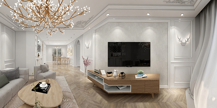 柏壹空间设计-武城两室研发图-浪漫法式-装修设计方案