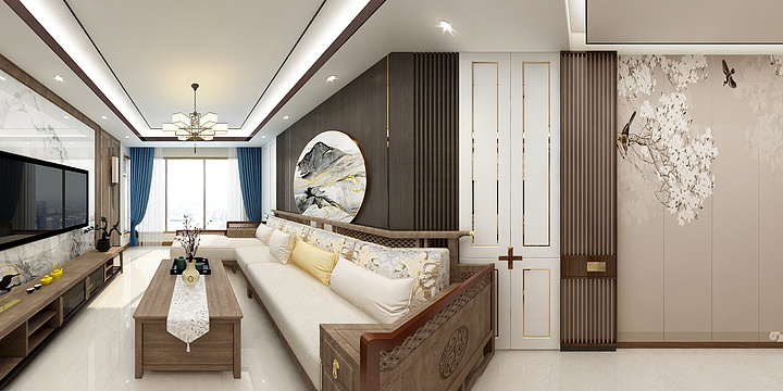 团团822-美的时代城79㎡-新中式-装修设计方案