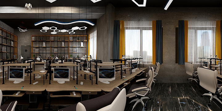 邵工做设计-红色网咖墙体-装修设计方案