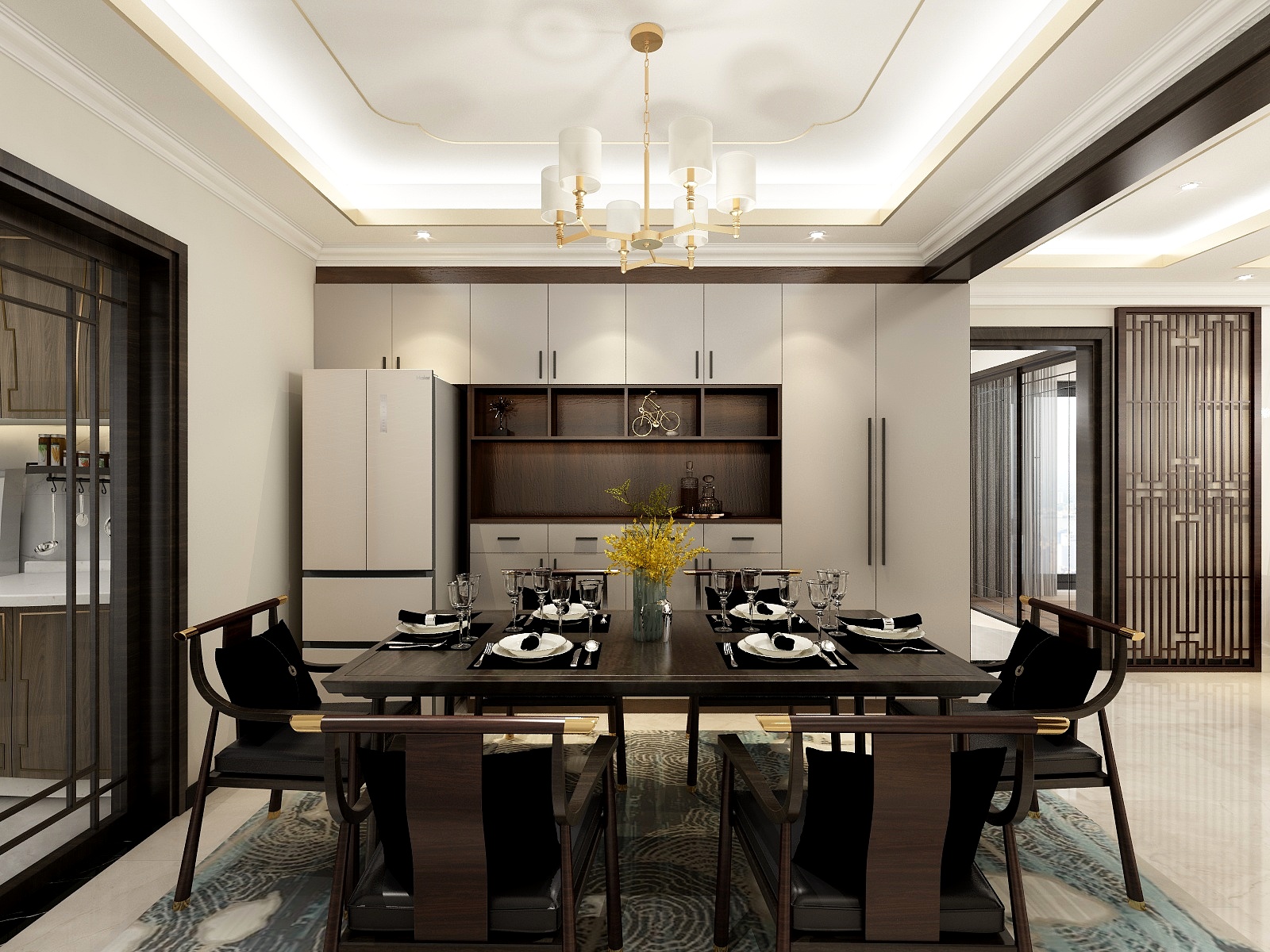 淘宝搜友诺设计-158方新中式六居装修效果图